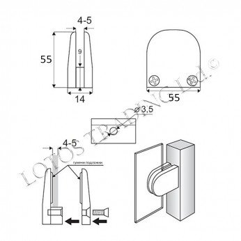 Glass shelf support 2114 Shelf and glass support and mirror holder